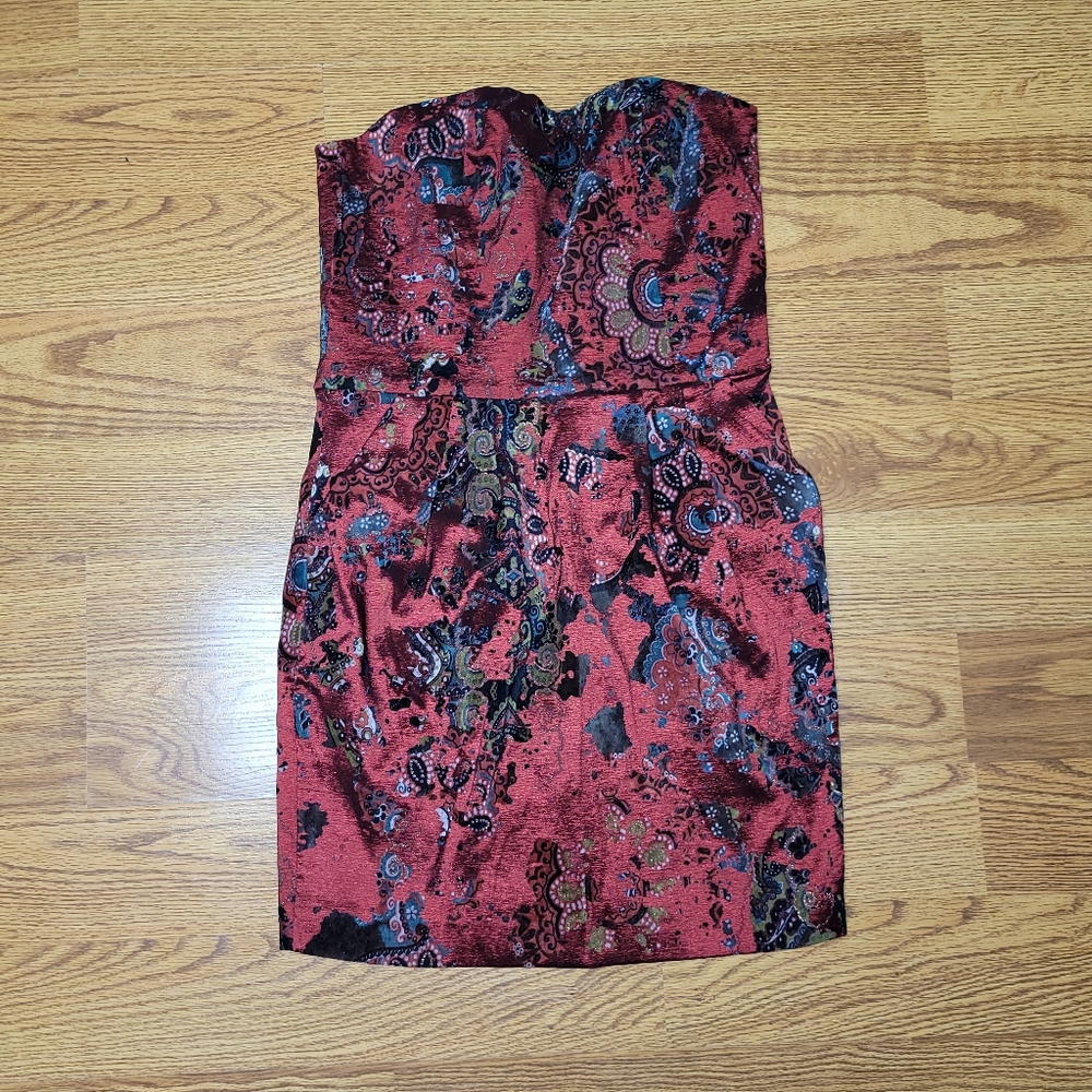 Jlee Silver Womens Red Velvet Paisley Sleeveless Mini Dress